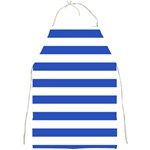 Horizontal Stripes - White and Cerulean Blue Full Print Apron