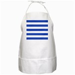 Horizontal Stripes - White and Cerulean Blue BBQ Apron