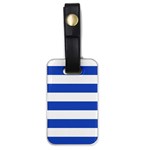 Horizontal Stripes - White and Cerulean Blue Luggage Tag (One Side)