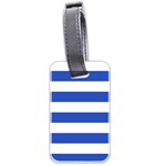 Horizontal Stripes - White and Cerulean Blue Luggage Tag (Two Sides)
