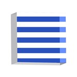 Horizontal Stripes - White and Cerulean Blue 4 x 4  Acrylic Photo Block