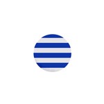 Horizontal Stripes - White and Cerulean Blue 1  Mini Magnet