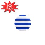 Horizontal Stripes - White and Cerulean Blue 1  Mini Magnet (100 pack)