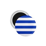 Horizontal Stripes - White and Cerulean Blue 1.75  Magnet