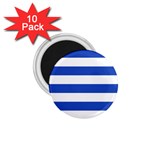 Horizontal Stripes - White and Cerulean Blue 1.75  Magnet (10 pack)