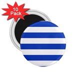 Horizontal Stripes - White and Cerulean Blue 2.25  Magnet (10 pack)