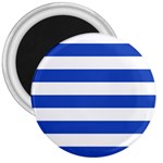 Horizontal Stripes - White and Cerulean Blue 3  Magnet