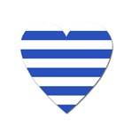 Horizontal Stripes - White and Cerulean Blue Magnet (Heart)