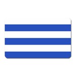 Horizontal Stripes - White and Cerulean Blue Magnet (Rectangular)
