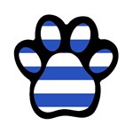 Horizontal Stripes - White and Cerulean Blue Magnet (Paw Print)