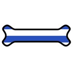 Horizontal Stripes - White and Cerulean Blue Magnet (Dog Bone)