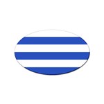 Horizontal Stripes - White and Cerulean Blue Sticker (Oval)