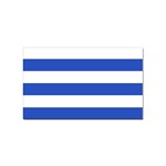 Horizontal Stripes - White and Cerulean Blue Sticker (Rectangular)