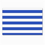 Horizontal Stripes - White and Cerulean Blue Postcard 4  x 6 