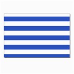 Horizontal Stripes - White and Cerulean Blue Postcards 5  x 7  (Pkg of 10)