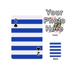 Horizontal Stripes - White and Cerulean Blue Playing Cards 54 (Mini)