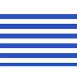 Horizontal Stripes - White and Cerulean Blue Birthday Cake 3D Greeting Card (7x5)