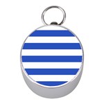 Horizontal Stripes - White and Cerulean Blue Silver Compass (Mini)