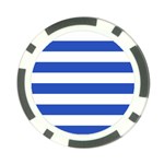 Horizontal Stripes - White and Cerulean Blue Poker Chip Card Guard