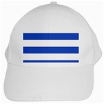 Horizontal Stripes - White and Cerulean Blue White Cap