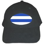 Horizontal Stripes - White and Cerulean Blue Black Cap