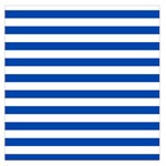 Horizontal Stripes - White and Cobalt Blue Large Satin Scarf (Square)