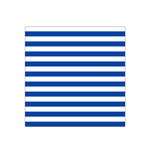 Horizontal Stripes - White and Cobalt Blue Satin Bandana Scarf