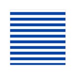 Horizontal Stripes - White and Cobalt Blue Small Satin Scarf  (Square)