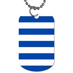 Horizontal Stripes - White and Cobalt Blue Dog Tag (One Side)
