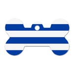 Horizontal Stripes - White and Cobalt Blue Dog Tag Bone (Two Sides)