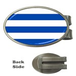 Horizontal Stripes - White and Cobalt Blue Money Clip (Oval)