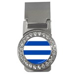 Horizontal Stripes - White and Cobalt Blue Money Clip (CZ)