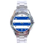 Horizontal Stripes - White and Cobalt Blue Stainless Steel Analogue Watch