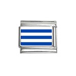 Horizontal Stripes - White and Cobalt Blue Italian Charm (9mm)