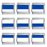 Horizontal Stripes - White and Cobalt Blue 9mm Italian Charm (9 pack)