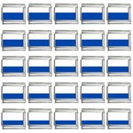 Horizontal Stripes - White and Cobalt Blue 9mm Italian Charm (25 pack)