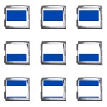 Horizontal Stripes - White and Cobalt Blue Mega Link Italian Charm (9 pack)