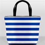 Horizontal Stripes - White and Cobalt Blue Bucket Bag
