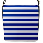 Horizontal Stripes - White and Cobalt Blue Flap Closure Messenger Bag (S)