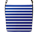 Horizontal Stripes - White and Cobalt Blue Flap Closure Messenger Bag (L)