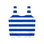 Horizontal Stripes - White and Cobalt Blue Full Print Recycle Bag (S)