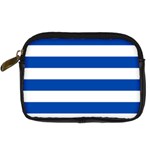 Horizontal Stripes - White and Cobalt Blue Digital Camera Leather Case