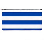 Horizontal Stripes - White and Cobalt Blue Pencil Case