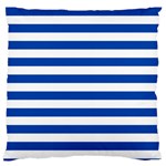 Horizontal Stripes - White and Cobalt Blue Large Cushion Case (One Side)