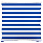 Horizontal Stripes - White and Cobalt Blue Standard Flano Cushion Case (Two Sides)