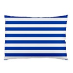 Horizontal Stripes - White and Cobalt Blue Pillow Case (Two Sides)
