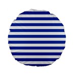 Horizontal Stripes - White and Cobalt Blue Standard 15  Premium Flano Round Cushion