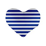 Horizontal Stripes - White and Cobalt Blue Standard 16  Premium Flano Heart Shape Cushion