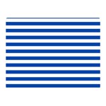 Horizontal Stripes - White and Cobalt Blue Double Sided Flano Blanket (Mini)
