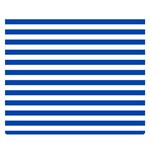 Horizontal Stripes - White and Cobalt Blue Double Sided Flano Blanket (Small)
